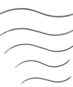 Five thin gray wavy lines on a white background (decorative abstract pattern).